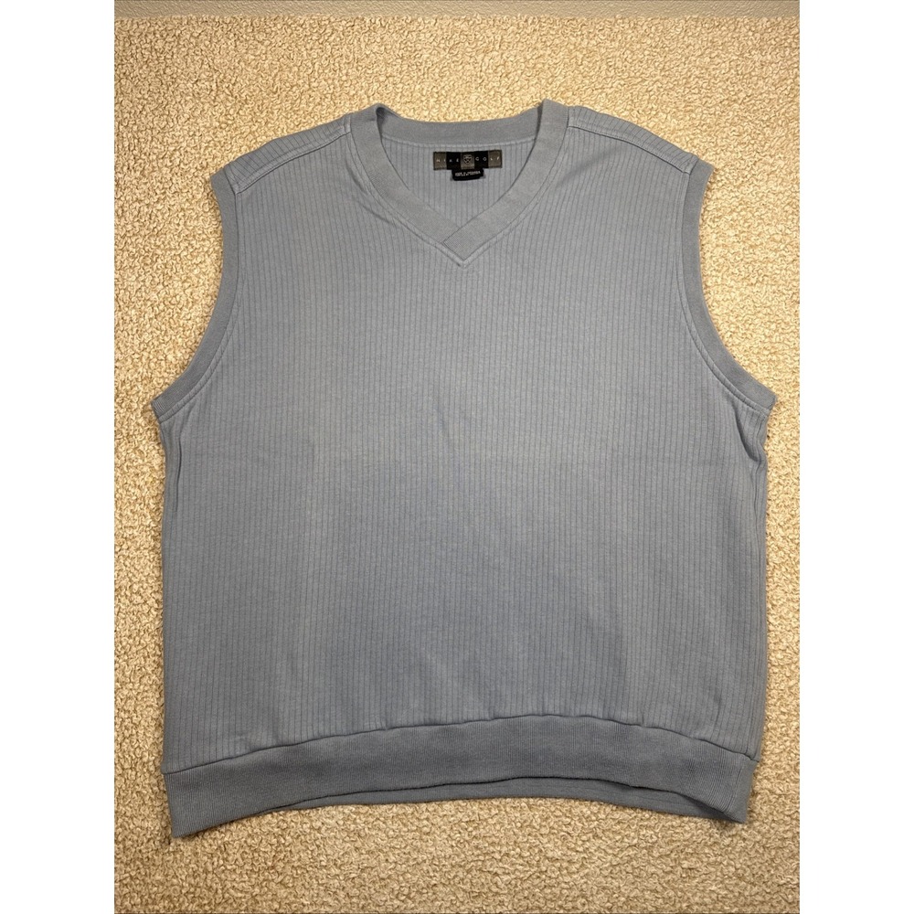 Nike Golf Sweater V-Neck Vest Men's XL Light Blue Athletic Sportswear Pullover